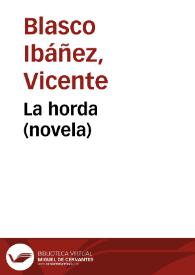 La horda (novela) | Biblioteca Virtual Miguel de Cervantes