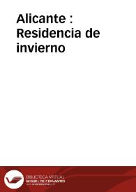 Alicante : Residencia de invierno | Biblioteca Virtual Miguel de Cervantes