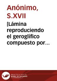 [Lámina reproduciendo el geroglífico compuesto por José V. del Olmo y que se puso en el odorno de la puerta de los Apóstoles (de la Catedralmde Valencia) en las fiestas por la canonización de Sto. Tomás de Villanueva] | Biblioteca Virtual Miguel de Cervantes