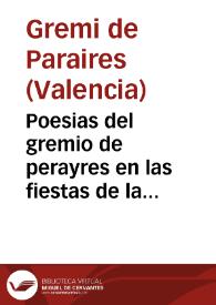 Poesias del gremio de perayres en las fiestas de la beatificacion del beato Juan de Ribera : que celebra esta ciudad de Valencia en los dias 26, 27 y 28 de Agosto de este presente año 1797 | Biblioteca Virtual Miguel de Cervantes