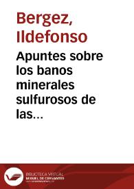 Apuntes sobre los banos minerales sulfurosos de las Salinetas de Novelda , dedicados a la Junta de Sanidad de la provincia de Alicante | Biblioteca Virtual Miguel de Cervantes