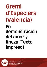 En demonstracion del amor y fineza  | Biblioteca Virtual Miguel de Cervantes