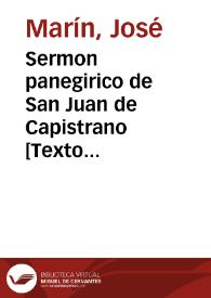 Sermon panegirico de San Juan de Capistrano : que en... Capitulo General que el dia 28 de mayo de 1768 celebro la religion de N.P. San Francisco... | Biblioteca Virtual Miguel de Cervantes