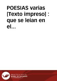 POESIAS varias : que se leian en el Real Mausoleo que en las Honras de... Felipe V erigió la... Ciudad de Valencia, en la Iglesia Metropolitana de la misma Ciudad. | Biblioteca Virtual Miguel de Cervantes