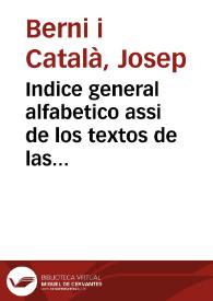 Indice general alfabetico assi de los textos de las siete partidas como de los apuntamientos [Texto impreso] | Biblioteca Virtual Miguel de Cervantes