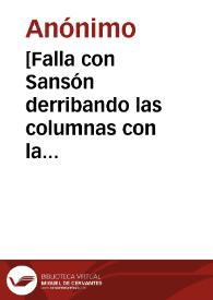 [Falla con Sansón derribando las columnas con la Estación del Norte en el dintel en la plaza del Ayuntamiento [Material gráfico] : Valencia] | Biblioteca Virtual Miguel de Cervantes