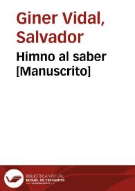 Himno al saber [Manuscrito] | Biblioteca Virtual Miguel de Cervantes