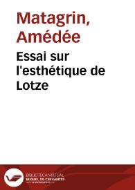 Essai sur l'esthétique de Lotze | Biblioteca Virtual Miguel de Cervantes