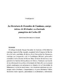 La literatura de González de Candamo, amigo íntimo de Meléndez: su ilustrado panegírico de Carlos III / Antonio Astorgano Abajo | Biblioteca Virtual Miguel de Cervantes