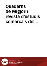 Quaderns de Migjorn : revista d'estudis comarcals del sud del País Valencià | Biblioteca Virtual Miguel de Cervantes