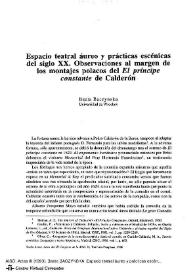 Espacio teatral áureo y prácticas escénicas del siglo XX. Observaciones al margen de los montajes polacos de "El príncipe constante" de Calderón / Beata Baczyńska | Biblioteca Virtual Miguel de Cervantes