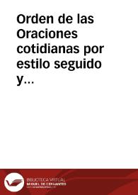 Orden de las Oraciones cotidianas por estilo seguido y corriente, con las de Hanucah, Purim y Ayuno del Solo. | Biblioteca Virtual Miguel de Cervantes