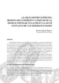 La (de)construcción del significado expresivo a partir de la música popular en la película "Duck Soup" (1933) de los hermanos Marx / Ramón Sanjuan | Biblioteca Virtual Miguel de Cervantes