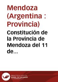 Constitución de la Provincia de Mendoza del 11 de febrero de 1916 | Biblioteca Virtual Miguel de Cervantes