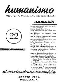 Humanismo. Núm. 22, agosto 1954 | Biblioteca Virtual Miguel de Cervantes