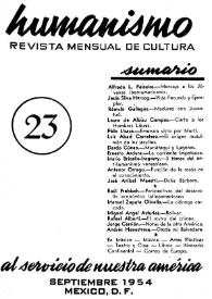 Humanismo. Núm. 23, septiembre 1954 | Biblioteca Virtual Miguel de Cervantes