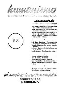 Humanismo. Núm. 28, febrero 1955 | Biblioteca Virtual Miguel de Cervantes