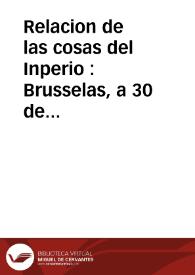 Relacion de las cosas del Inperio : Brusselas, a 30 de Maio 621 | Biblioteca Virtual Miguel de Cervantes