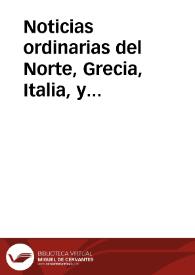 Noticias ordinarias del Norte, Grecia, Italia, y Africa : publicadas Martes à 24 de enero 1690 | Biblioteca Virtual Miguel de Cervantes