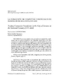 La formación de compañías comerciales en Zamora en el siglo XVI (1575-1600) / Francisco Javier Lorenzo Pinar | Biblioteca Virtual Miguel de Cervantes