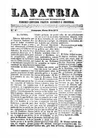 La Patria (República de Honduras) . Periódico quincenal político, económico e industrial. Núm. 6, 19 de marzo de 1872 | Biblioteca Virtual Miguel de Cervantes