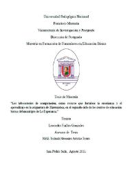 Los laboratorios de computación, como recurso que fortalece la enseñanza y el aprendizaje en la asignatura de Matemática, en el segundo ciclo de los centros de educación básica del municipio de La Esperanza / Leocadio Fiallos Gonzalez | Biblioteca Virtual Miguel de Cervantes