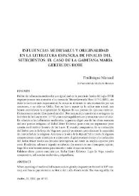 Influencias medievales y originalidad en la literatura española de finales del setecientos: el caso de la gaditana María Gertrudis de Hore / Frédérique Morand | Biblioteca Virtual Miguel de Cervantes