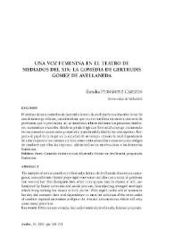 Una voz femenina en el teatro de mediados del siglo XIX: la comedia de Gertrudis Gómez de Avellaneda / Rosalía Fernández Cabezón | Biblioteca Virtual Miguel de Cervantes