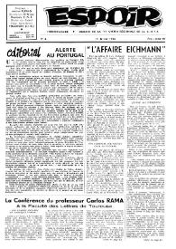 Espoir : Organe de la VIª Union régionale de la C.N.T.F. Num. 2, 14 janvier 1962 | Biblioteca Virtual Miguel de Cervantes