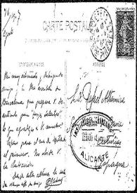 Tarjeta postal de P. Salvat a Rafael Altamira. 16 de agosto de 1907 | Biblioteca Virtual Miguel de Cervantes