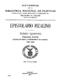 Epistolario rizalino. Tomo 5.1: 1886-1888 | Biblioteca Virtual Miguel de Cervantes