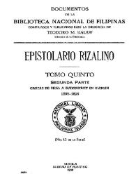 Epistolario rizalino. Tomo 5.2: 1888-1896 | Biblioteca Virtual Miguel de Cervantes