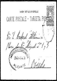 Tarjeta postal de J. Vivan a Rafael Altamira. 10 de octubre de 1907 | Biblioteca Virtual Miguel de Cervantes