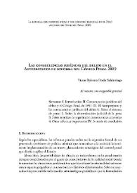 Las consecuencias jurídicas del delito en el Anteproyecto de reforma del Código Penal 2009 / Víctor Roberto Prado Saldarriaga | Biblioteca Virtual Miguel de Cervantes