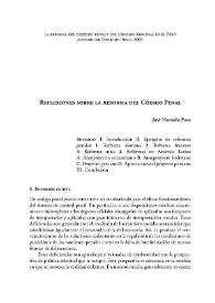 Reflexiones sobre la reforma del Código Penal / José Hurtado Pozo | Biblioteca Virtual Miguel de Cervantes