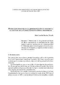 Poder sancionador de la administración de acuerdo a la lectura de la Corte Constitucional colombiana / María Lourdes Ramírez Torrado | Biblioteca Virtual Miguel de Cervantes