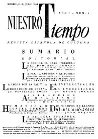 Nuestro Tiempo : revista española de cultura. Año I, núm. 1, julio 1949 | Biblioteca Virtual Miguel de Cervantes