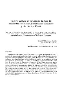 Poder y cultura en la Castilla de Juan II: ambientes cortesanos, humanismo autóctono y discursos políticos / José M.ª Monsalvo Antón | Biblioteca Virtual Miguel de Cervantes