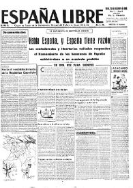 España Libre : C.N.T. Órgano del Comité de Relaciones de la Confederación Regional del Centro de Francia. A.I.T. Año I, núm. 6, 23 de diciembre de 1945 | Biblioteca Virtual Miguel de Cervantes