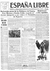 España Libre : C.N.T. Órgano del Comité de Relaciones de la Confederación Regional del Centro de Francia. A.I.T. Año II, núm. 10, 9 de marzo de 1946 | Biblioteca Virtual Miguel de Cervantes