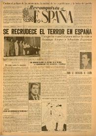 Reconquista de España : Periódico Semanal. Órgano de la Unión Nacional Española en México. Año I, núm. 14, 29 de septiembre de 1945 | Biblioteca Virtual Miguel de Cervantes