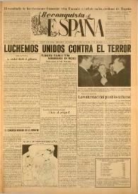 Reconquista de España : Periódico Semanal. Órgano de la Unión Nacional Española en México. Año I, núm. 16, 20 de octubre de 1945 | Biblioteca Virtual Miguel de Cervantes