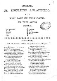 Comedia. El desprecio agradecido / por Frey Lope de Vega Carpio | Biblioteca Virtual Miguel de Cervantes