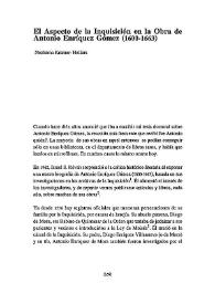 El aspecto de la Inquisición en la obra de Antonio Enríquez Gómez (1600-1663) / Nechama Kramer-Hellinx | Biblioteca Virtual Miguel de Cervantes