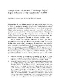 Arreglo de una adaptación: "El Misántropo" de José López de Sedano (1778) "republicado" en 1868 / Antonia Calderone | Biblioteca Virtual Miguel de Cervantes