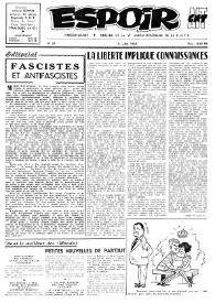 Espoir : Organe de la VIª Union régionale de la C.N.T.F. Num. 27, 8 juillet 1962 | Biblioteca Virtual Miguel de Cervantes