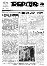 Espoir : Organe de la VIª Union régionale de la C.N.T.F. Num. 44, 4 novembre 1962 | Biblioteca Virtual Miguel de Cervantes