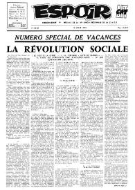 Espoir : Organe de la VIª Union régionale de la C.N.T.F. Num. 84-85, 18 août 1963, numéro spécial de vacances | Biblioteca Virtual Miguel de Cervantes