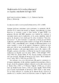 Profesionales de la traducción teatral en España a mediados del siglo XIX / José Luis González Subías | Biblioteca Virtual Miguel de Cervantes