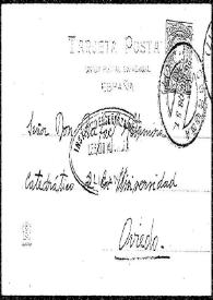 Tarjeta postal de Ramón María Tenreiro a Rafael Altamira. La Coruña, 26 de diciembre de 1908 | Biblioteca Virtual Miguel de Cervantes